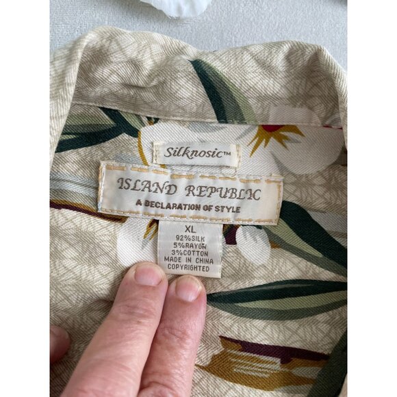 Island Republic XL Floral Hawaiian Shirt Silk/Cotton Short Sleeve Button Shirt - Picture 6 of 9